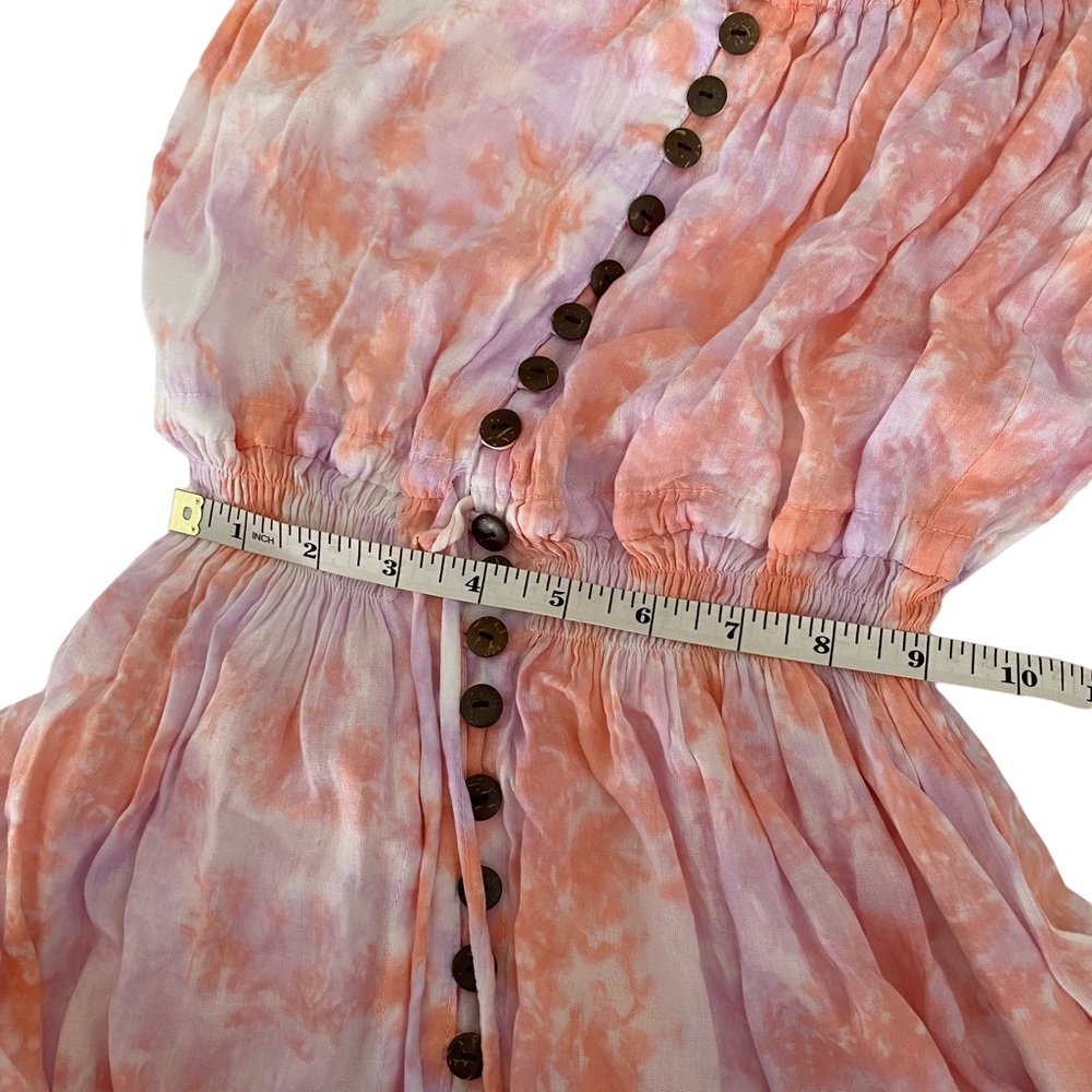 Tiare Hawaii Ryden tie dye strapless coconut shell high slit maxi O/S  fringe - Picture 6 of 10